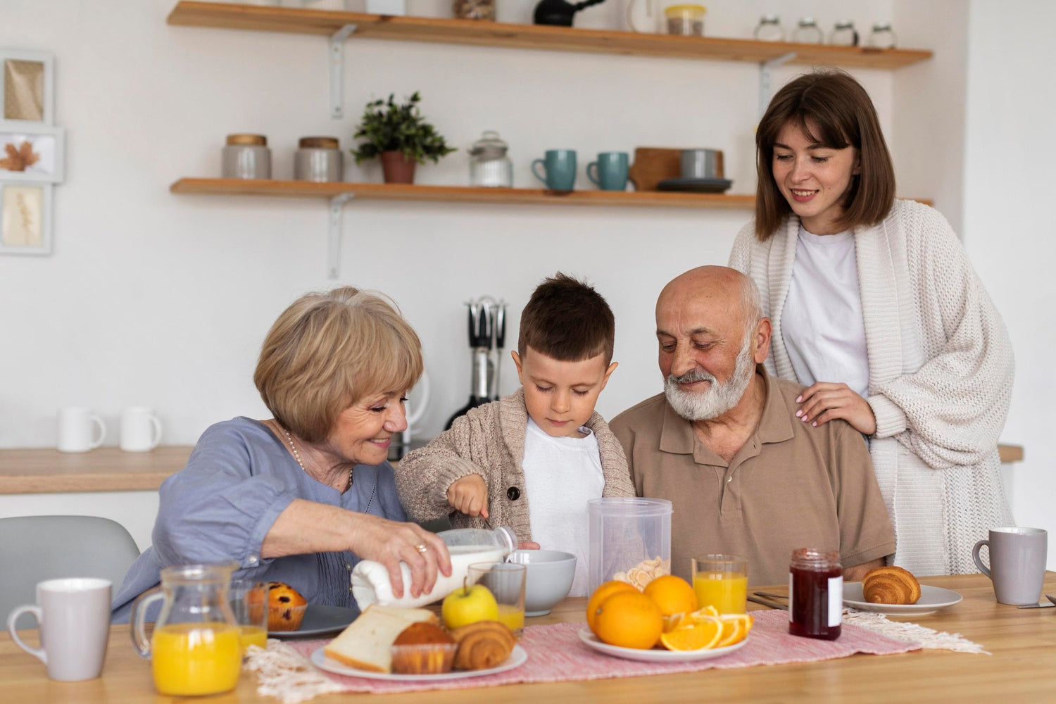 Multigeneration family in kitchen