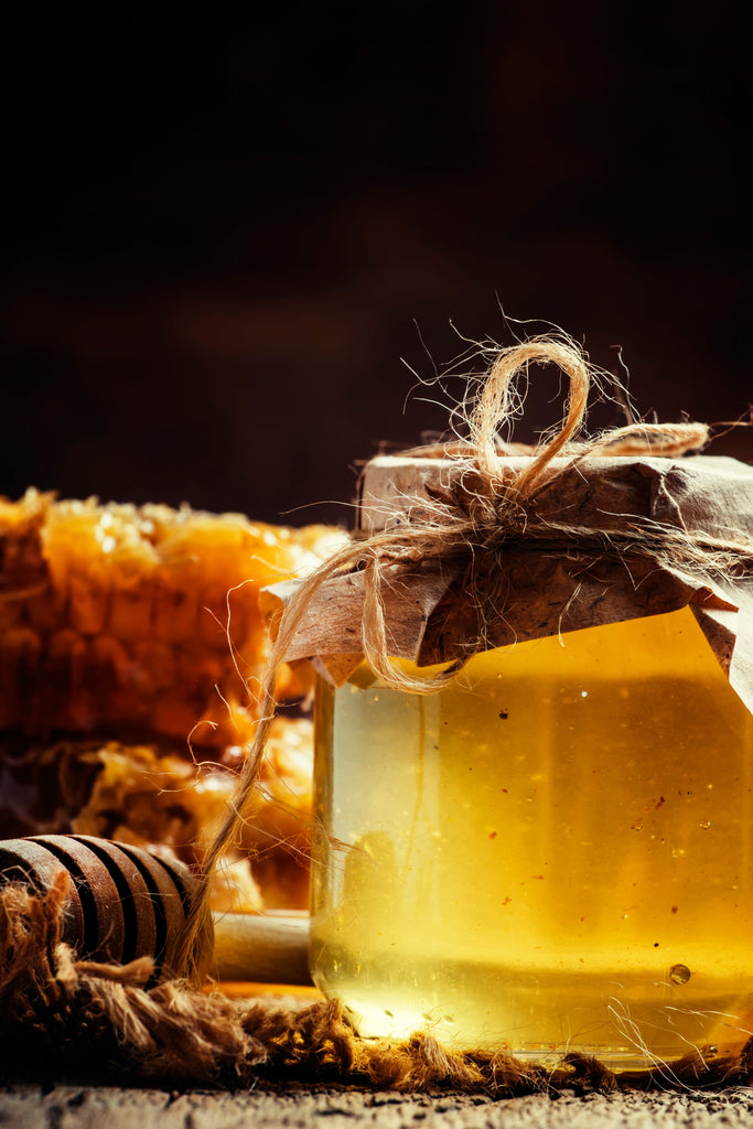 Honey in glass jar