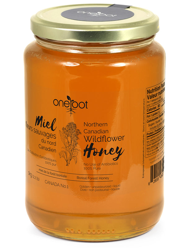 Miel liquide naturel de fleurs sauvages de la forêt boréale - 1kg (2.2lb)